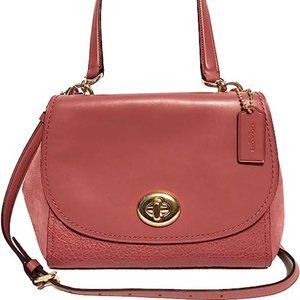 Coach F22348 Convertible Faye Mixed Materials Leather Handbag in Gold/Rouge